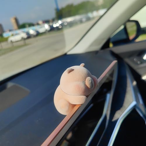 Cute Furry Animal Rear View Mirror Accessories, Car Dashboard Ornament Center Screen Decoration Rearview Mirror Charm, Car Accessories Interior Decor for Women/Men - style: Capybara
