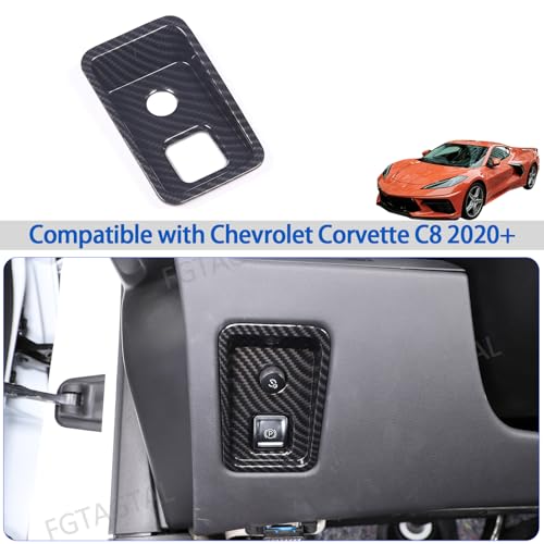 Car Electronic Handbrake Trim Cover Compatible with Chevrolet Corvette C8 2020-2025, ABS Dashboard Electronic Handbrake Switch Panel Cover Trims (Carbon Fiber Pattern Black) - color: Carbon Fiber Pattern Black
