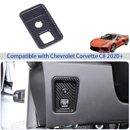 Car Electronic Handbrake Trim Cover Compatible with Chevrolet Corvette C8 2020-2025, ABS Dashboard Electronic Handbrake Switch Panel Cover Trims (Carbon Fiber Pattern Black) - color: Carbon Fiber Pattern Black