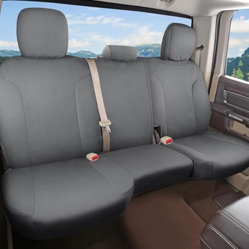 Coverado Chevy Silverado Oxford Rear Seat Covers, Fit for Chevy Silverado GMC Sierra 2007-2013 & 2019-2026 1500, 2020-2026 2500HD 3500HD Crew Double Extended Cab(Flat Rear, Gray)