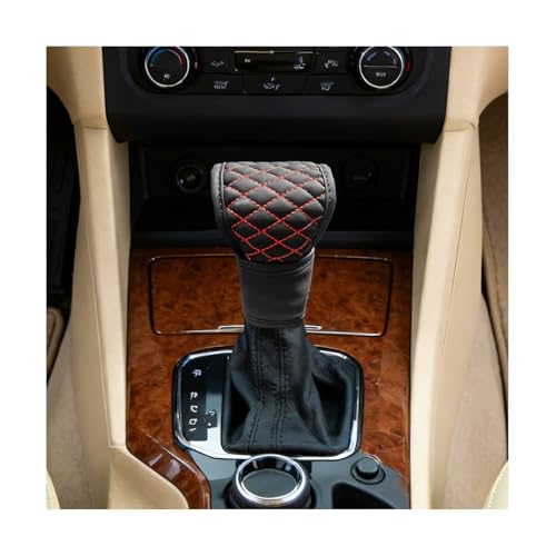 Car Gear Shift Knob Cover, Leather Soft Anti-Slip Vehicle Knob Gear Stick Protector, Automotive Interior Decorative Shifter Stick Protection Cover, Universal for SUV Motorhome Lorry (Red Line) - color: Red Line