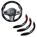 Car Steering Wheel Cover Set Bright Carbon Fiber Wrap Non-Slip 3pcs Steering Wheel Accessories 14.5-15 inch Universal (Black) - color: Black Black Black