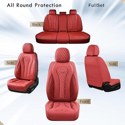 Coverado Red Seat Covers, Car Seat Covers Front Seats, Driver Car Seat Cover, Waterproof Car Seat Covers, Car Seat Cushion, Front Auto Seat Covers, Car Seat Protector Universal Fit Most Cars - color: Full-Red, size: FrontPair