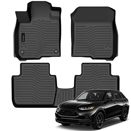 Auxko All Weather Floor Mats Fits for Honda HR-V Include Hybrid 2023 2024 2025 2026 TPE Rubber Liners All Season Guard Odorless Anti-Slip Mats for 1st & 2nd Row - size: hrv|2023-2026|floor mats