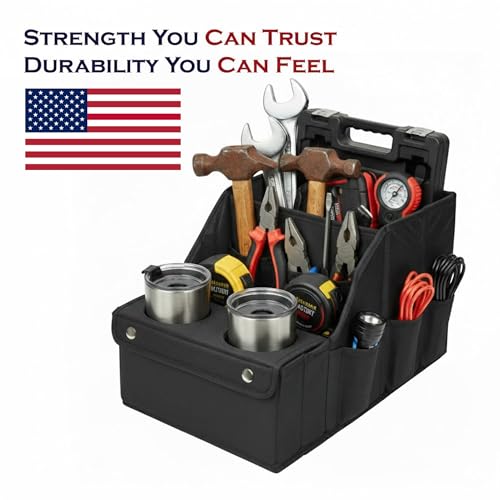 Global Cart Back Seat Car Organizer with 11 Storage Compartments and 2 Cup Holders - Car Seat Organizer for Kids, Travelling, Camping & Household Stuff