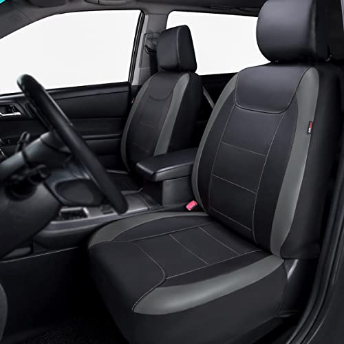 Flying Banner car seat Covers Protects Water Proof Faux Leather Carbon Fiber Front and Rear Bench (Black Gray, Full Set - 8PCS) - color: Gray Black, size: Full Set -- 8PCS