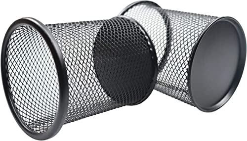Pen Holder Mesh Pencil Holder Metal Pen Holder Cup Pencil Cup Holder for Desk Office Pen Organizer Black, 4 Pack