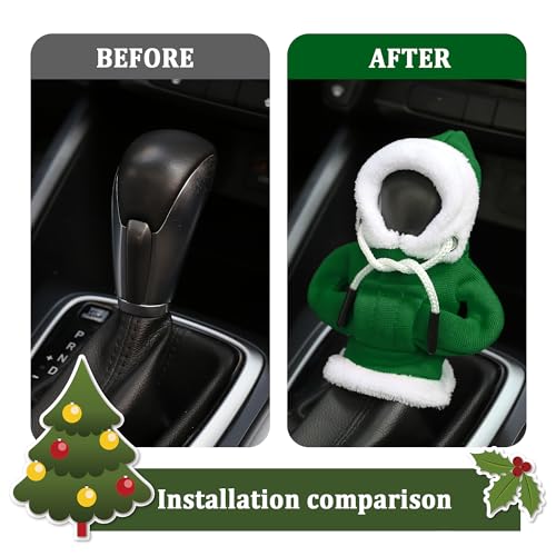 OFBAND Hoodie Car Gear Shift Cover,Christmas Car Decor Gear Shift Knob Cover for Manual/Automatic Shift Knob,Universal Interior Car Accessories Hoodie for Gearr Shifter Knobs (Christmas Green) - color: Christmas Green