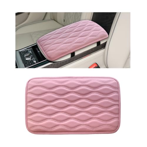 Wevdn Car Center Console Cushion Pad, 12.48×7.40 Inches Waterproof Car Armrest Seat Box Cover, Comfortable PU Leather Vehicle Armrest Cover Protector, Car Decor Interior Accessories (Pink) - color: Pink
