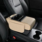 5 in 1 Car Center Console Cover, Car Armrest Cover with Cup Holder, Storage Pockets, Tissue Box Slot, Phone Holder, Car Interior Accessories (Beige) - color: Beige