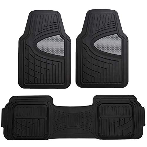 FH Group Automotive Floor Mats - Heavy-Duty Rubber Floor Mats for Cars, Universal Fit Full Set, Climaproof Floor Mats, Trimmable Floor Mats for Most Sedan, SUV, Truck Floor Mats Gray Black - color: Gray