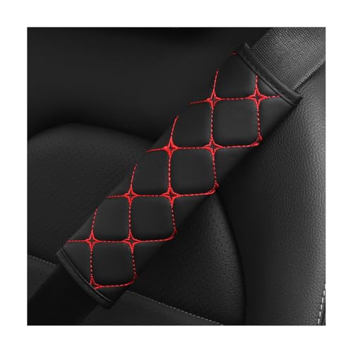 HZEL 2PCS Car Seat Belt Cover, Breathable Leather Automotive Safety Seatbelt Shoulder Strap Protector, Soft Harness Pad to Protect Neck Shoulder, Universal Vehicle Interior Accessories (Red) - color: Red