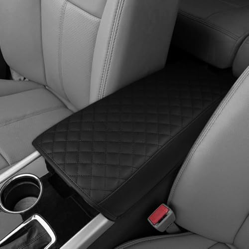 DEYTOP Center Console Cover for Ford Edge 2011-2014 Accessories Armrest Cover for 2013 Ford Edge Accessories Anti-Scratch Leather Armrest Pad Protector (Black with Pad) - color: Black with Pad
