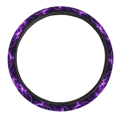 Black and Purple Lightning Cool Steering Wheel Cover for Women Men, Non-Slip Steering Wheel Protector Car Wheel Covers, Universal 15 Inch Fit for Auto, Suvs, Truck - color: Black And Purple Lightning Cool