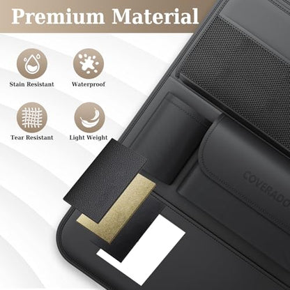Coverado Car Backseat Organizer with Tablet Tray, Nappa Leather Organizer for Car Seat Back, Waterproof Car Seat Organizer with Touch Screen, Seat Protector Kick Mats for Kids - size: 1 Pack