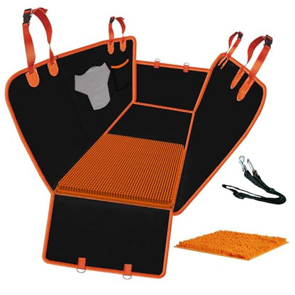 FAN WU 2-in-1 Dog Car Seat Cover with Removable Sniffle Mat - Calming Anxiety Relief Dog Hammock for Back Seat, 100% Waterproof Scratchproof Pet Seat Protector, Universal Fit for Cars, SUVs & Trucks