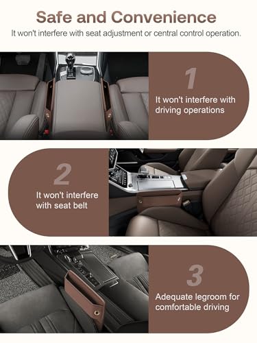 Premium Leather Car Seat Gap Filler Organizer (0.2”-1.2" Gaps), Clever Gifts for Car SUV Truck Owners (Brown, 1 Pack) - color: 03 Brown, 1 Pack