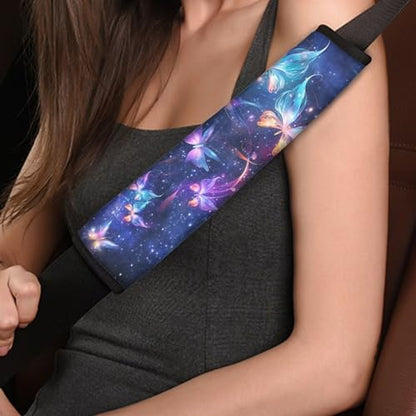 Dreaweet Galaxy Butterfly Seatbelt Covers for Women Soft Comfortable Car Seat Belt Cover Pad 2 Pcs Neoprene Seatbelt Cushion Universal Car Seat Shoulder Pads for Seat Belts - color: Galaxy Butterfly