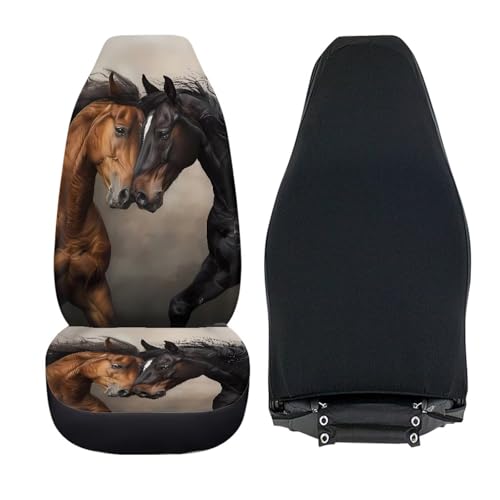 Bulopur Horse Print Car Seat Covers Front Seats Only Soft Cozy Auto Front Seat Covers Set Elastic Automotive Driver Seats Cover for SUV Pick-up Truck Sedan - color: Horse Print
