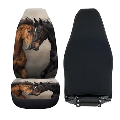 Bulopur Horse Print Car Seat Covers Front Seats Only Soft Cozy Auto Front Seat Covers Set Elastic Automotive Driver Seats Cover for SUV Pick-up Truck Sedan - color: Horse Print