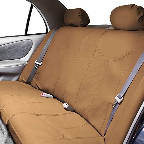 FH Group Car Seat Covers Rome PU Leather Full Set Automotive Seat Covers, Airbag Compatible and Split Bench Easy to Install Tan Seat Covers Universal Fit Interior Accessories for Cars Trucks and SUV