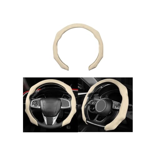 Mandark Car Steering Wheel Cover, Suede Sport Vehicle Steer Wheel Protector Fitting 15 Inch, Non-Slip Comfortable Automotive Interior Decoration Accessories, Universal for Most Cars (Light Yellow) - color: Light Yellow
