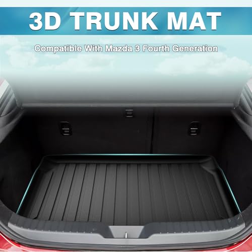 Mixsuper Custom Fit Cargo Liner for 2019-2025 2026 Mazda 3 Hatchback Trunk Liner All Weather Rear Cargo Trunk Mat (Does Not Fit Sedan Models) Black - size: Fit for Mazda 3 Hatchback | 2019-2026