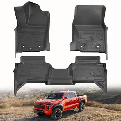 KARPAL Floor Mats Fit for Toyota Tacoma 2024-2026 Double Cab Auto Trans (Not Hybrid), Custom Fit All Weather TPE Floor Liners, 1st&2nd Row Mat, Tacoma TRD/SR/SR5/limited Accessories - style: 2024-2026 | For Toyota Tacoma Double Cab | 1st & 2nd Row