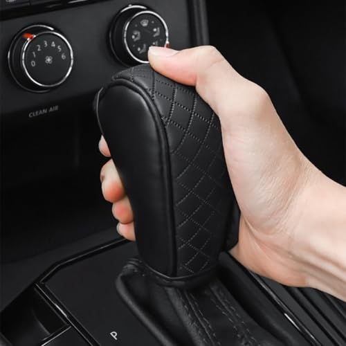 Cxtiy Gear Shift Knob Cover PU Leather Car Stick Shift Knob Cover Universal Fit for Most Cars, Non-Slip Gear Shifter Protector, Stylish Gear Shift Hoodie (Black) - color: Black