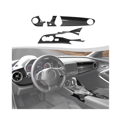 4Pcs Interior Trim Kit Cover Fit for 2016-2026 Chevy Camaro, Dashboard Gearshift Panel Cover,Carbon Fiber