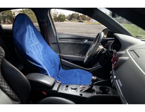 Waterproof Car Seat Towel Cover, Towel that Goes Over Car Seat for Sweat Protection, Quick-Dry Microfiber, Non-Slip Backing, Machine Washable, Fits Cars SUVs Trucks - color: Blue