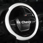 Customized Auto Steering Wheel Cover for Chevy 14.5-15 inches, Car Steering Wheel Cover for Chevrolet, Black and White - color: White-2