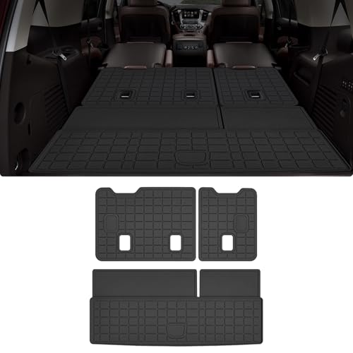 Cargo Mat with Backrest Protection for 2015-2019 2020 Chevy Chevrolet Tahoe/GMC Yukon（Not XL）,TPE All Weather Protection Cargo Liner with Velcro Rear Seats Backrest car Accessories-Black - size: Chevrolet Tahoe 2015-2020 2-in-1 Cargo Mat