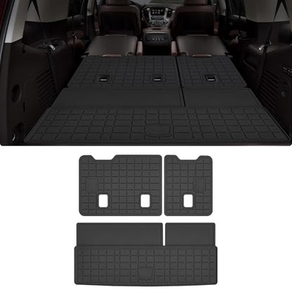 Cargo Mat with Backrest Protection for 2015-2019 2020 Chevy Chevrolet Tahoe/GMC Yukon（Not XL）,TPE All Weather Protection Cargo Liner with Velcro Rear Seats Backrest car Accessories-Black - size: Chevrolet Tahoe 2015-2020 2-in-1 Cargo Mat