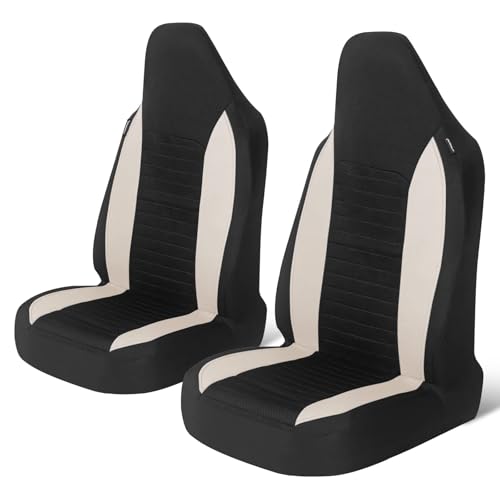 AUTOYOUTH Car Seat Covers - Bucket Seat Cover Seat Achieve The Perfect Combination of Style and Protection with Universal Fit Seat Covers for Sedan, Truck, SUV(Black Beige)… - color: Black & Beige