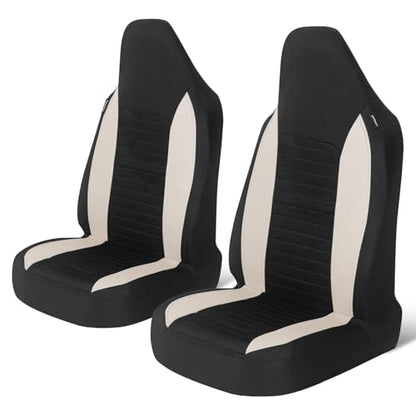 AUTOYOUTH Car Seat Covers - Bucket Seat Cover Seat Achieve The Perfect Combination of Style and Protection with Universal Fit Seat Covers for Sedan, Truck, SUV(Black Beige)… - color: Black & Beige
