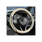 Car Steering Wheel Cover Beige, 14.5-15 inch Steering Wheel Covers with Coasters Microfiber Leather Carbon Fiber Breathable Anti-Slip Durable Universal Auto Steering Wheel Protective - color: beige, size: Medium