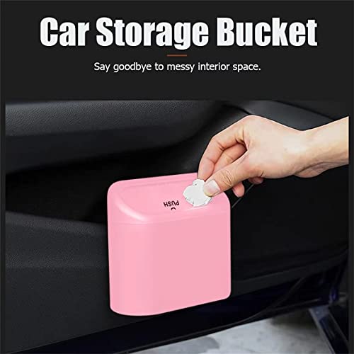 Car Trash Can, Mini Trunk Push Hanging Portable Car Bin with 2 roll Disposable Trash Bag for Vehicle Home, Office. (Car Trash can Pink) - size: Car Trash Can - Pink with 2 Trash Bags