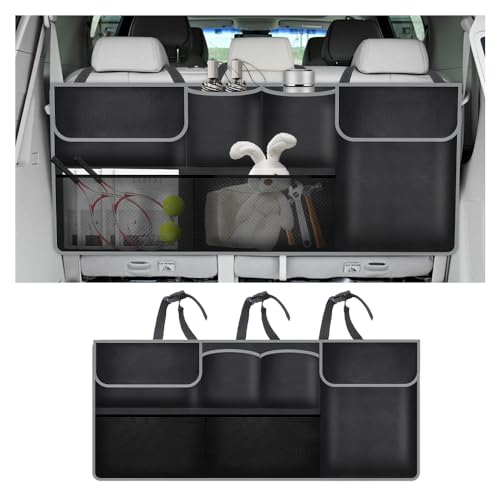 Large Capacity Car Trunk Organizer,Six Pockets Trunk Storage Organizer with Adjustable Straps,Wear-Resistant Oxford Fabric Hanging Trunk Organizer for Car Truck SUV