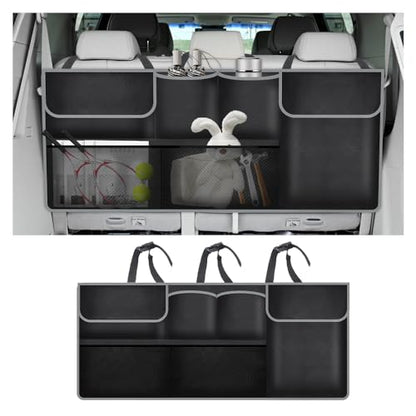 Large Capacity Car Trunk Organizer,Six Pockets Trunk Storage Organizer with Adjustable Straps,Wear-Resistant Oxford Fabric Hanging Trunk Organizer for Car Truck SUV