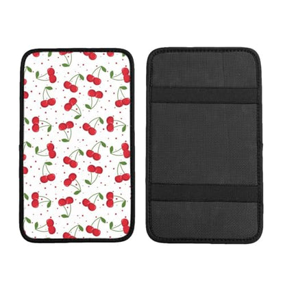 Universal Car Center Console Cushion Pad, Red Cherry Soft Waterproof Car Center Console Cover Auto Armrest Seat Box Cover Protector for Most Vehicle SUV Truck Car - color: Red Cherry