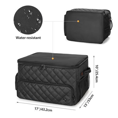 2 Layer Golf Trunk Organizer, Golf Car Storage Organizer with Individual Ventilated Compartment for 2 Pairs Shoes, Golf Car Locker for Balls, Clothes, Tees, Gloves, Accessories (Black)