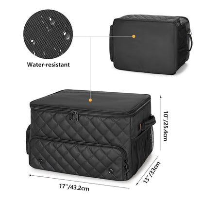 2 Layer Golf Trunk Organizer, Golf Car Storage Organizer with Individual Ventilated Compartment for 2 Pairs Shoes, Golf Car Locker for Balls, Clothes, Tees, Gloves, Accessories (Black)