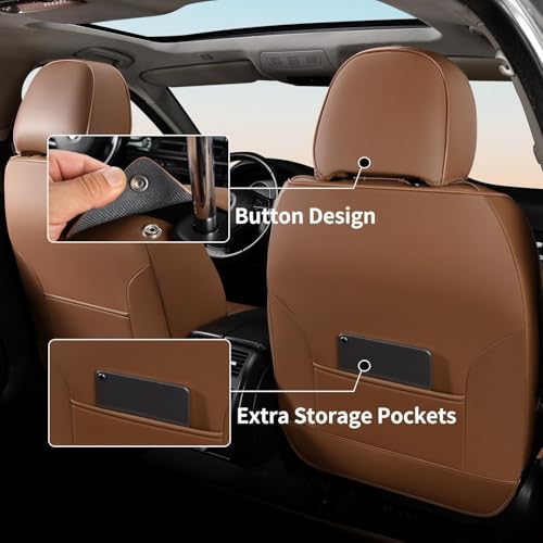 Car Seat Covers Front Set, Black Car Seat Cover, Breathable Premium Leather Seat Covers, Automotive Vehicle Seat Covers for Cars Trucks Vans SUVs Sedans (Coffee) - color: Coffee, size: Frontpair