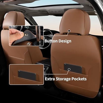 Car Seat Covers Front Set, Black Car Seat Cover, Breathable Premium Leather Seat Covers, Automotive Vehicle Seat Covers for Cars Trucks Vans SUVs Sedans (Coffee) - color: Coffee, size: Frontpair