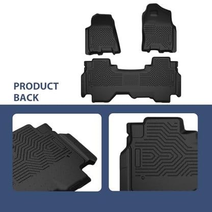 PIT66 Floor Mats Cargo Liners Compatible with 2019-2024 Dodge Ram 1500 Crew Cab New Body (NOT FIT Classic Models) Without Storage, (Heavy Duty) TPE 3-Piece Premium,Black Interior Accessories - size: Fit Dodge Ram 1500 Crew Cab New Body 2019-24 |3PCS