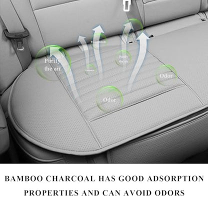 Leather Car Seat Cover, Breathable Rear Seat Bottom Cushion Pad Filling Bamboo Charcoal, Comfortable Anti-Slip Vehicle Long Bench Cover with Storage Pockets, Car Accessories (Gray) - color: Gray