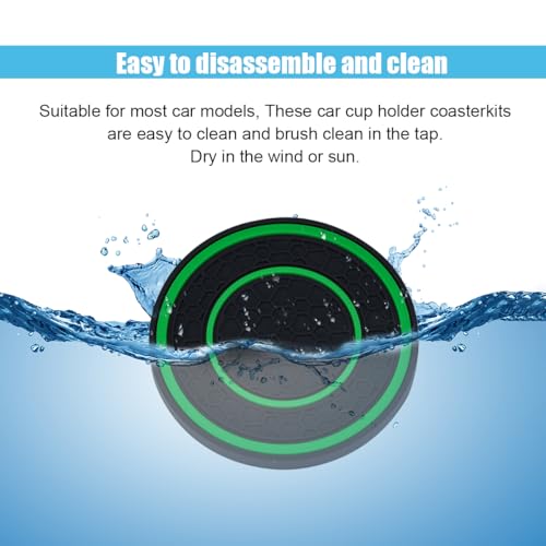 2PCS Car Cup Holder Coasters, 2.75 Inch Auto Non-Slip Anti Dust Cup Mats, Console Cup Holder Insert Coaster Auto Insulated Mats, Universal Interior Accessories for Most Cars (Green) - color: Green
