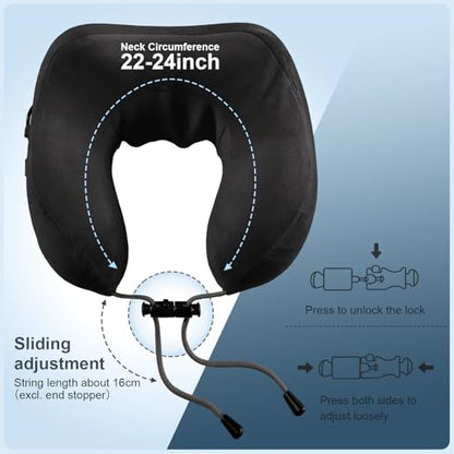 Electric Neck Massager,Portable Heated Kneading Massage Cushion Pillow,Rechargeable Shoulder Neck U-Shaped Massage Shiatsu,for Pain Relief at Home,Car,Office,Travel(Black) - color: Black