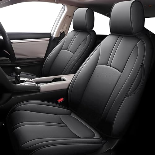 AOMSAZTO Custom Fit Seat Covers for Honda Civic Sedan EX-L,EX-T 2016-2021 Premium Comfort Faux Leather Car Seat Covers Black - color: Black, size: Civic 2016-2021 Sedan EX-L,EX-T